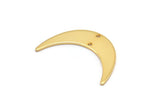 Gold Moon Charm, 2 Gold Plated Brass Crescent Moon Charms With 2 Holes, Findings, Connectors (30x8x1mm) D1201 Q0870