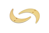 Gold Moon Charm, 2 Gold Plated Brass Crescent Moon Charms With 2 Holes, Findings, Connectors (30x8x1mm) D1201 Q0870