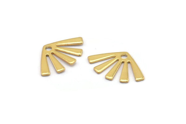 Gold Sun Charm, 24 Gold Plated Brass Rising Sun Flag Charms With 1 Hole, Findings, Earrings (15x9x0.60mm) D944 Q0917