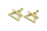 Brass Element Charm, 2 Textured Raw Brass Air Element Symbol Charms With 1 Loop (26x23mm) N1974