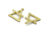 Brass Element Charm, 2 Textured Raw Brass Air Element Symbol Charms With 1 Loop (26x23mm) N1974