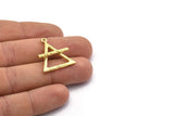 Brass Element Charm, 2 Textured Raw Brass Air Element Symbol Charms With 1 Loop (26x23mm) N1974
