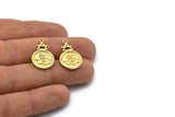 Brass Element Charm, 4 Raw Brass Air Element Symbol Charms With 1 Loop (24x15x1.8mm) N1980