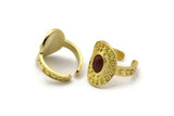 Brass Royal Ring, 2 Raw Brass Royal Rings With 1 Stone Settings - Pad Size 8x6mm N1992