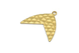 Brass Fish Tail Charm, 24 Hammered Raw Brass Fish Tail Charms With 1 Loop, Earrings, Findings (20x17x0.60mm) D970
