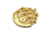 Gold Solar System, 1 Gold Plated Brass Solar System Pendant With 1 Loop, Findings, Earring Findings (36.5x33x4mm) BS 1987