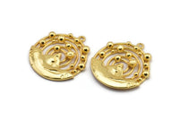 Gold Solar System, 1 Gold Plated Brass Solar System Pendant With 1 Loop, Findings, Earring Findings (36.5x33x4mm) BS 1987