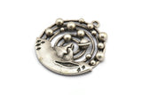 Antique Silver Solar System, Antique Silver Plated Brass Solar System Pendant With 1 Loop, Earring Findings (36.5x33x4mm) BS1987