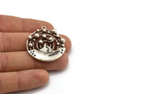 Antique Silver Solar System, Antique Silver Plated Brass Solar System Pendant With 1 Loop, Earring Findings (36.5x33x4mm) BS1987