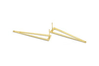 Gold Triangle Earring, 4 Gold Plated Brass Triangle Stud Earrings With 1 Hole (50x11x0.80mm) D1254 A1335 Q1001