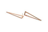 Rose Gold Triangle Earring, 4 Rose Gold Plated Brass Triangle Stud Earrings With 1 Hole (50x11x0.80mm) D1254 A1335 Q1001