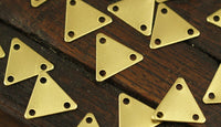 Tiny Triangle Charm, 500 Raw Brass Triangle Charms with 3 Holes (9x10mm) Brs 621 ( A0051 )