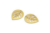 Brass Leaf Charm, 24 Raw Brass Leaf Charms With 1 Hole, Earrings, Findings (14x11x0.80mm) D1073