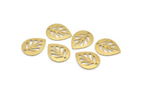 Brass Leaf Charm, 24 Raw Brass Leaf Charms With 1 Hole, Earrings, Findings (14x11x0.80mm) D1073