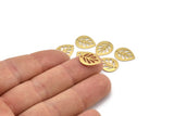 Brass Leaf Charm, 24 Raw Brass Leaf Charms With 1 Hole, Earrings, Findings (14x11x0.80mm) D1073
