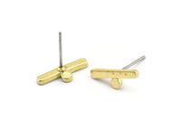 Earring Studs, 12 Raw Brass -  Geometric Stud Earrings - Brass Earrings - Earrings (14x5x1.5mm) N1413