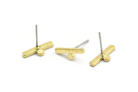 Earring Studs, 12 Raw Brass -  Geometric Stud Earrings - Brass Earrings - Earrings (14x5x1.5mm) N1413