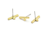 Earring Studs, 12 Raw Brass -  Geometric Stud Earrings - Brass Earrings - Earrings (14x5x1.5mm) N1413