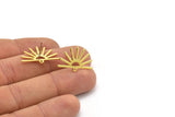 Brass Sun Earring, 10 Raw Brass Sun Stud Earrings With 1 Loop (25x16x0.70mm) M01392 A2394