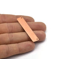 Copper Customized Bar, 10 Raw Copper Rectangle Stamping Blank, Pendants with 2 Holes (50x10x0.80mm) D0438
