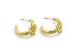 Brass Sun Earring, 2 Raw Brass Sun Shaped Stud Earrings (20x14x3mm) N1987