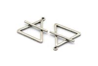 Silver Element Charm, 2 Antique Silver Plated Brass Air Element Symbol Charms With 1 Loop (26x25mm) N1972 H1497