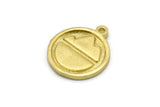 Brass Round Charm, 4 Raw Brass Mountain Shaped Round Charms With 1 Loop, Pendants, Earring Findings (17x14mm) N1996