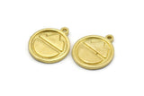 Brass Round Charm, 4 Raw Brass Mountain Shaped Round Charms With 1 Loop, Pendants, Earring Findings (17x14mm) N1996