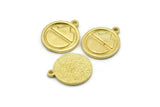 Brass Round Charm, 4 Raw Brass Mountain Shaped Round Charms With 1 Loop, Pendants, Earring Findings (17x14mm) N1996