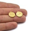 Brass Round Charm, 4 Raw Brass Mountain Shaped Round Charms With 1 Loop, Pendants, Earring Findings (17x14mm) N1996