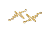 Pirinç Kalp Ritmi Konnektörü, 2 Döngülü 12 Ham Pirinç Kalp Ritmi Şekilli Konnektör (37,5x24x1 mm) E067
