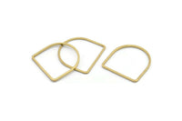 D Shape Rings, 24 Raw Brass D Shape Connectors, Rings  (19x19x1mm) BS 2329
