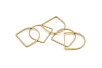 D Shape Rings, 24 Raw Brass D Shape Connectors, Rings  (19x19x1mm) BS 2329