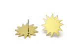Brass Boom Earring, 8 Raw Brass Explosion Shaped Stud Earrings (16x17x0.80mm) A2637