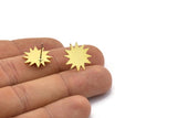 Brass Boom Earring, 8 Raw Brass Explosion Shaped Stud Earrings (16x17x0.80mm) A2637