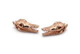 Gül Altın Timsah Kafatası, 1 Halkalı Gül Altın Kaplama Pirinç Timsah Kafatası, Bulgular, Tılsımlar (27x9mm) BS 1878 Q0556