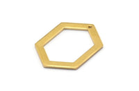 Hexagon Choker Charm, 6 Raw Brass Hexagon Charms With 1 Hole, Pendants, Findings (26.5x19x1mm) E018