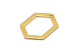 Hexagon Choker Charm, 6 Raw Brass Hexagon Charms With 1 Hole, Pendants, Findings (26.5x19x1mm) E018