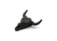 Ox Head Skull Pendant, 1 Oxidized Black Brass Ox Head Skull Charms, Pendants (25x26mm) N0150