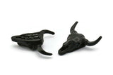 Ox Head Skull Pendant, 1 Oxidized Black Brass Ox Head Skull Charms, Pendants (25x26mm) N0150