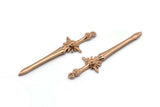 Rose Gold Sword Charm, 2 Rose Gold Plated Brass Sword Charms With 1 Loop, Earrings, Charms Pendants, Findings (46x12mm) N1625 Q0794