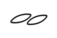 Black Marquise Ring , 50 Oxidized Brass Black Marquise Ring, Connector, Charms (8x20x0.80mm) D0041
