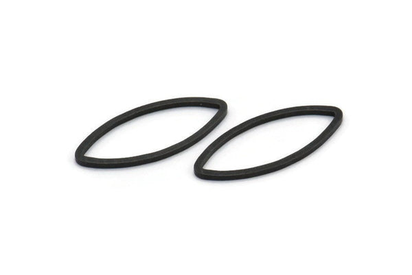 Black Marquise Ring , 50 Oxidized Brass Black Marquise Ring, Connector, Charms (8x20x0.80mm) D0041