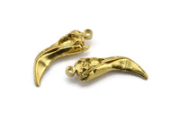 Bird Skull Charm, Raw Brass Bird Skull Necklace Pendants, (30x9x8mm) N0490