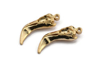 Bird Skull Charm, 1 Gold Plated Brass Bird Skull Necklace Pendants, (30x9x8mm) N0490 Q0307