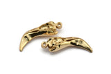 Bird Skull Charm, 1 Gold Plated Brass Bird Skull Necklace Pendants, (30x9x8mm) N0490 Q0307