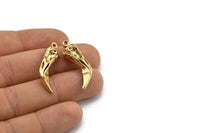 Bird Skull Charm, 1 Gold Plated Brass Bird Skull Necklace Pendants, (30x9x8mm) N0490 Q0307