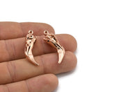 Kuş Kafatası Tılsımı, 1 Gül Altın Kaplama Pirinç Kuş Kafatası Kolye Ucu, (30x9x8mm) N0490 Q0307