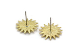 Brass Sun Earring, 4 Raw Brass Sun Stud Earrings (17mm) N1527