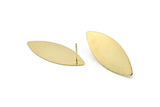 Gold Marquise Earring, 4 Gold Plated Brass Marquise Stud Earrings (35x14x0.45mm) B0098 A1308 H0207
